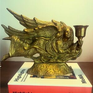 Brass angel candle holder vintage
